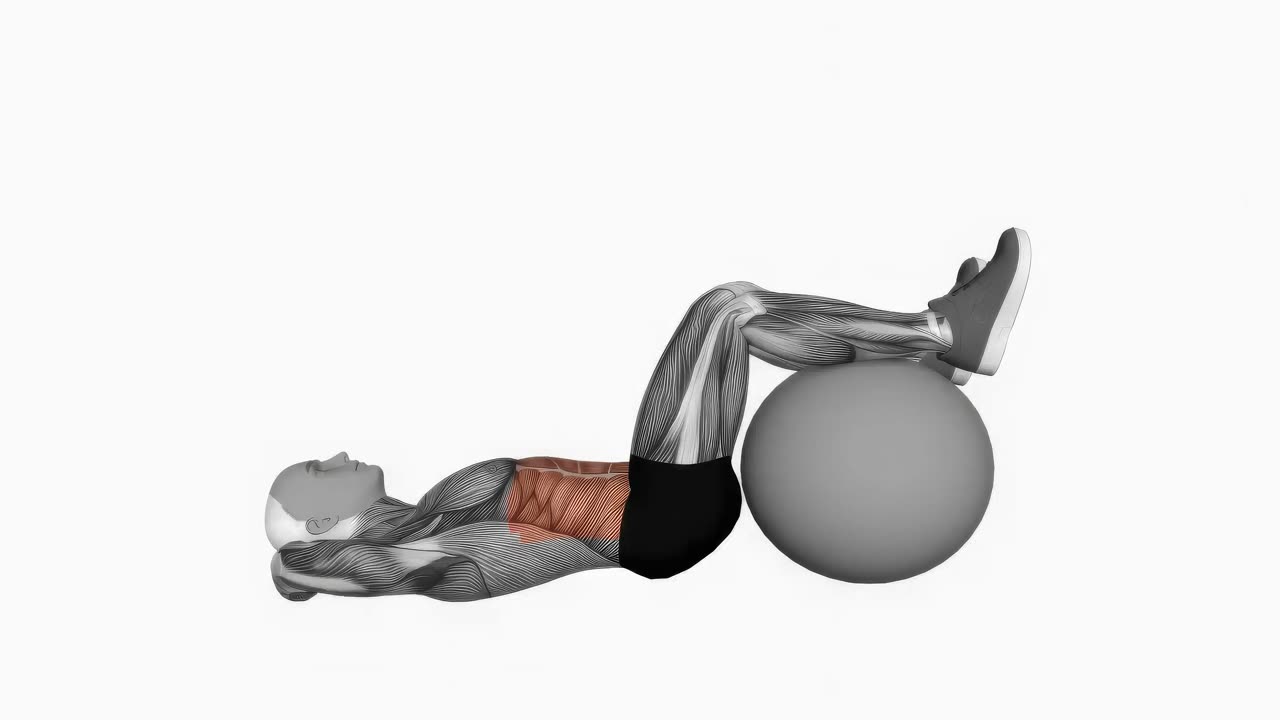Crunch med ben på boll - startposition