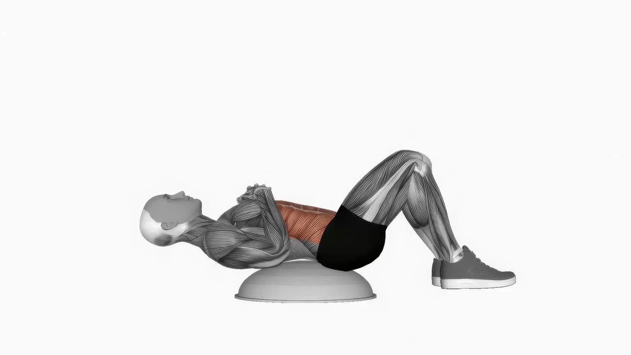 Crunch på BOSU-boll - startposition