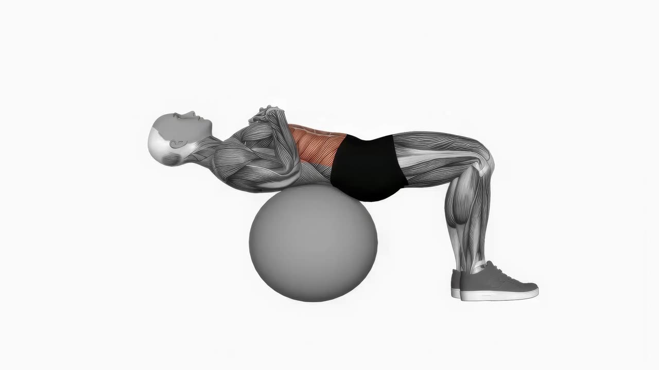 Crunch på pilatesboll - startposition