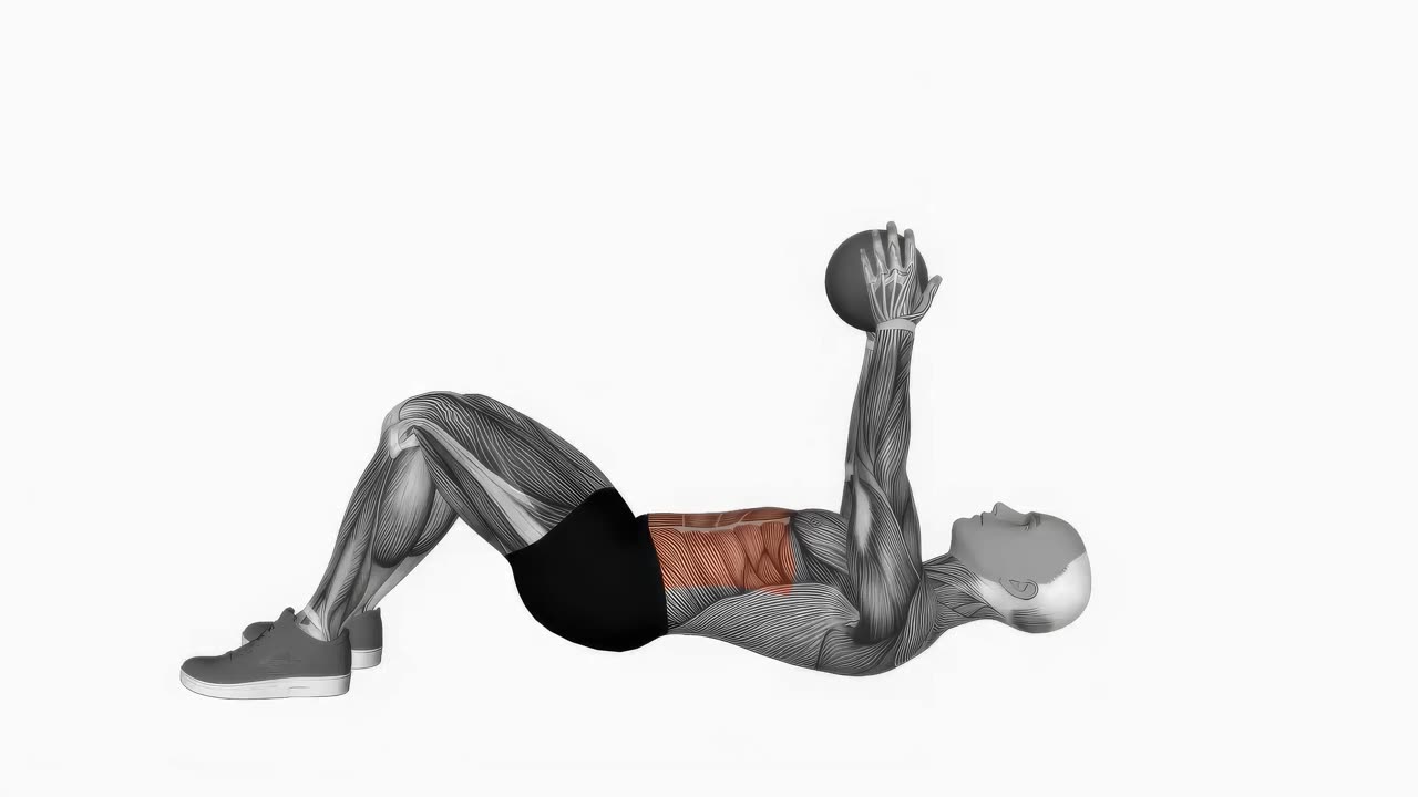 Crunch med medicinboll - startposition