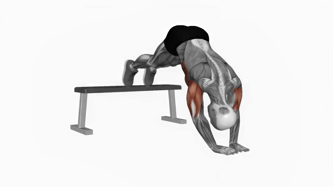 Nedåtlutande diamond-armhävning i pikposition - startposition