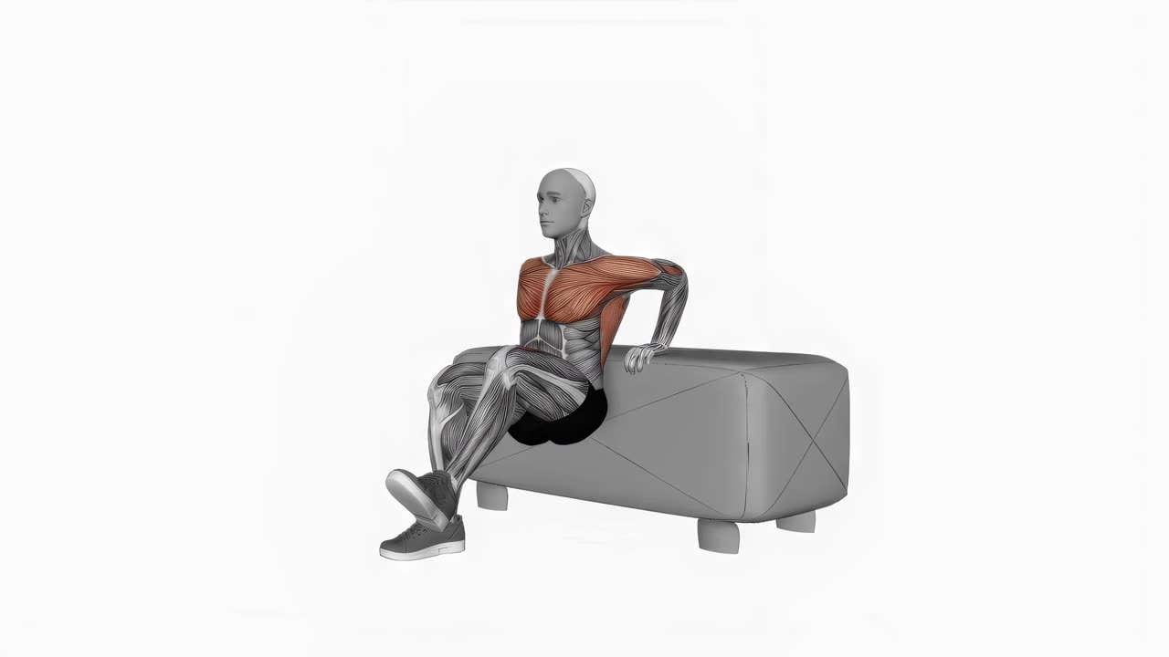 Dips med knälyft på soffa - slutposition