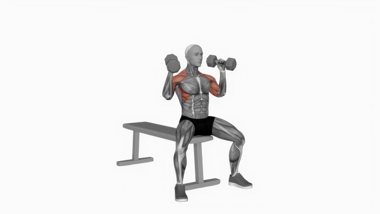 Sittande Arnold press med hantel - startposition