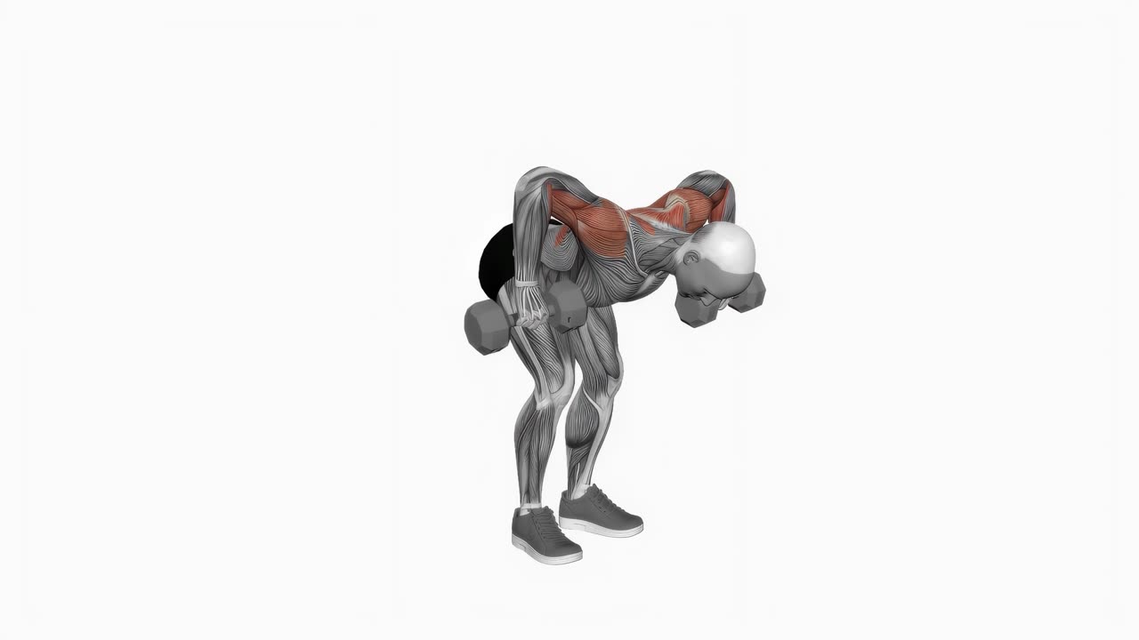 Böjd hantel-facepull - slutposition