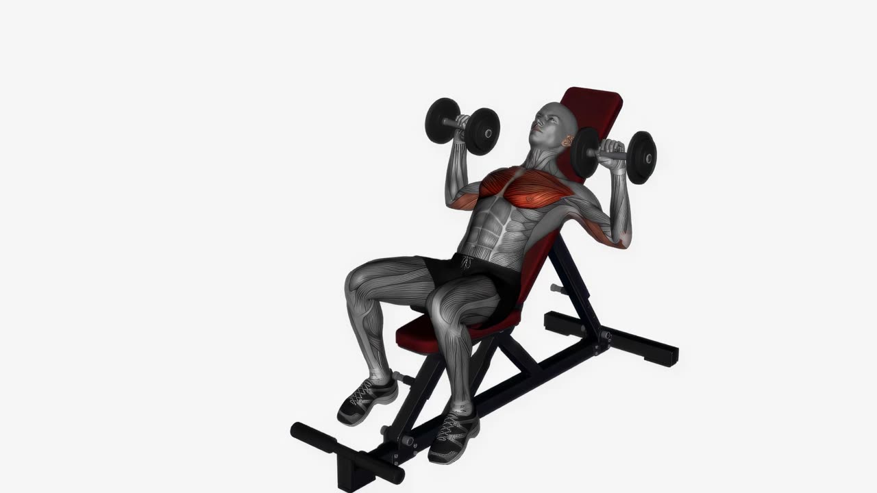 Uppåtlutande hantelpress - startposition