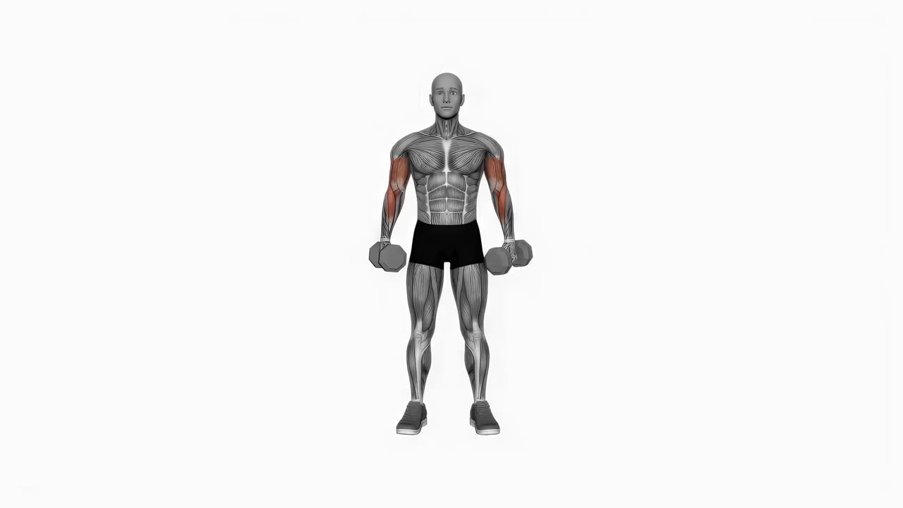 Korsande hammarcurl med hantel (Version 2) - startposition