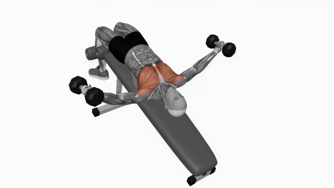 Nedåtlutande hantelflyes - startposition