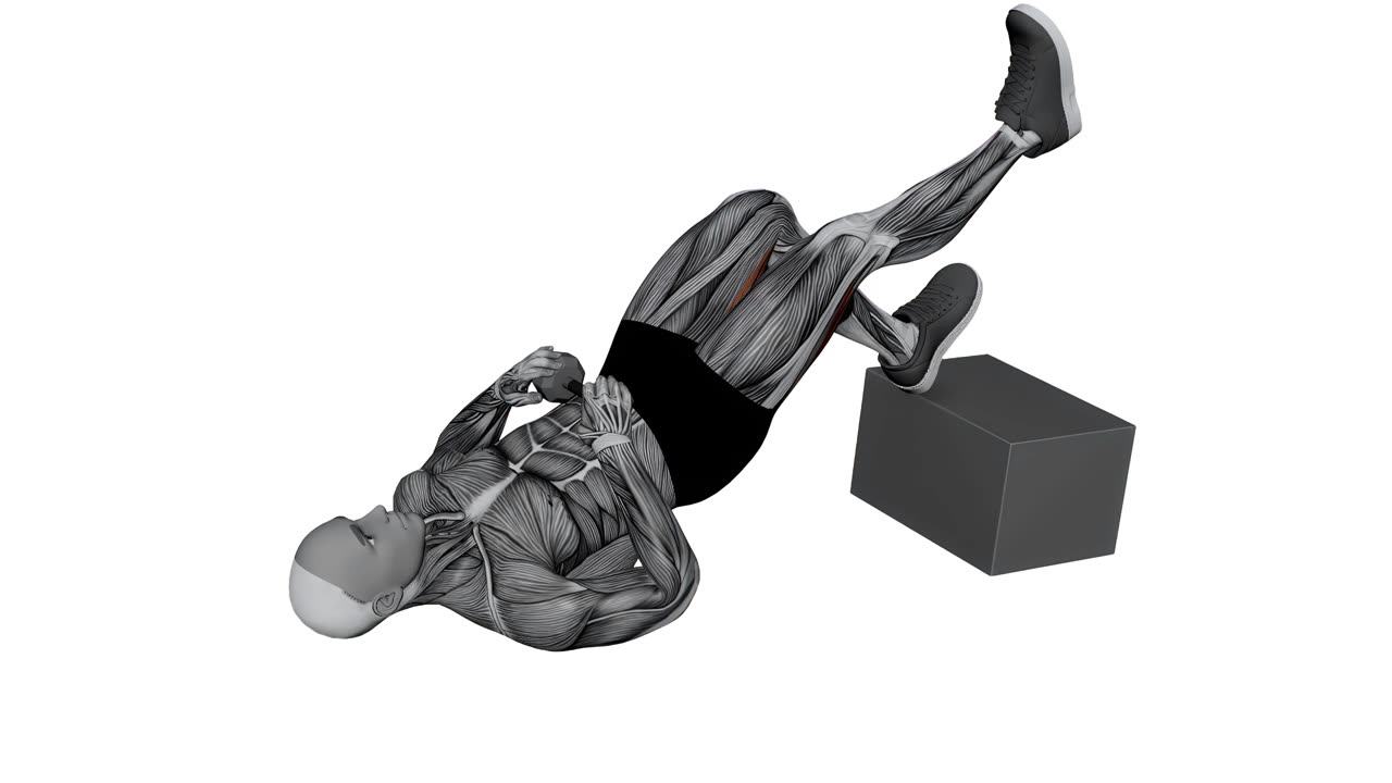 Enbens hip thrust med hantel och upphöjda fötter - slutposition