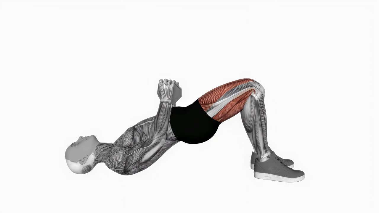 Glute bridge med hantel (liggande) - slutposition