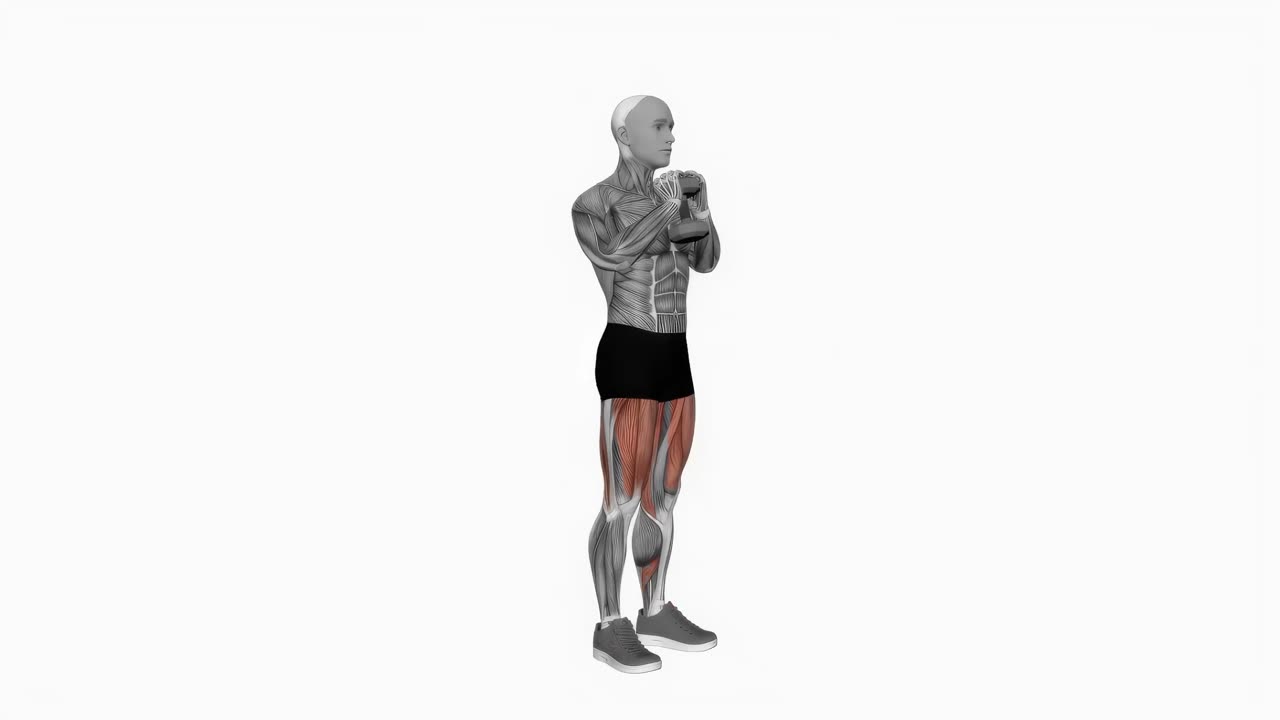 Goblet curtsy-utfall med hantel - startposition