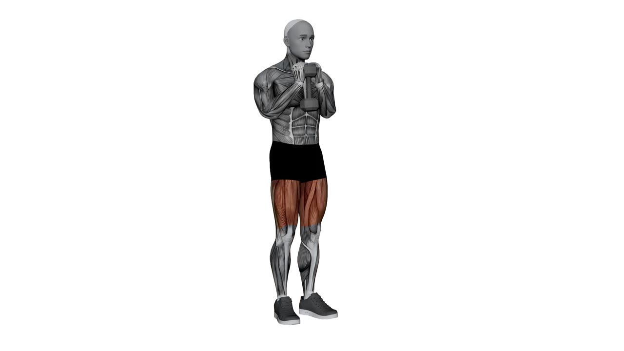 Goblet squat-utfall med hantel - startposition