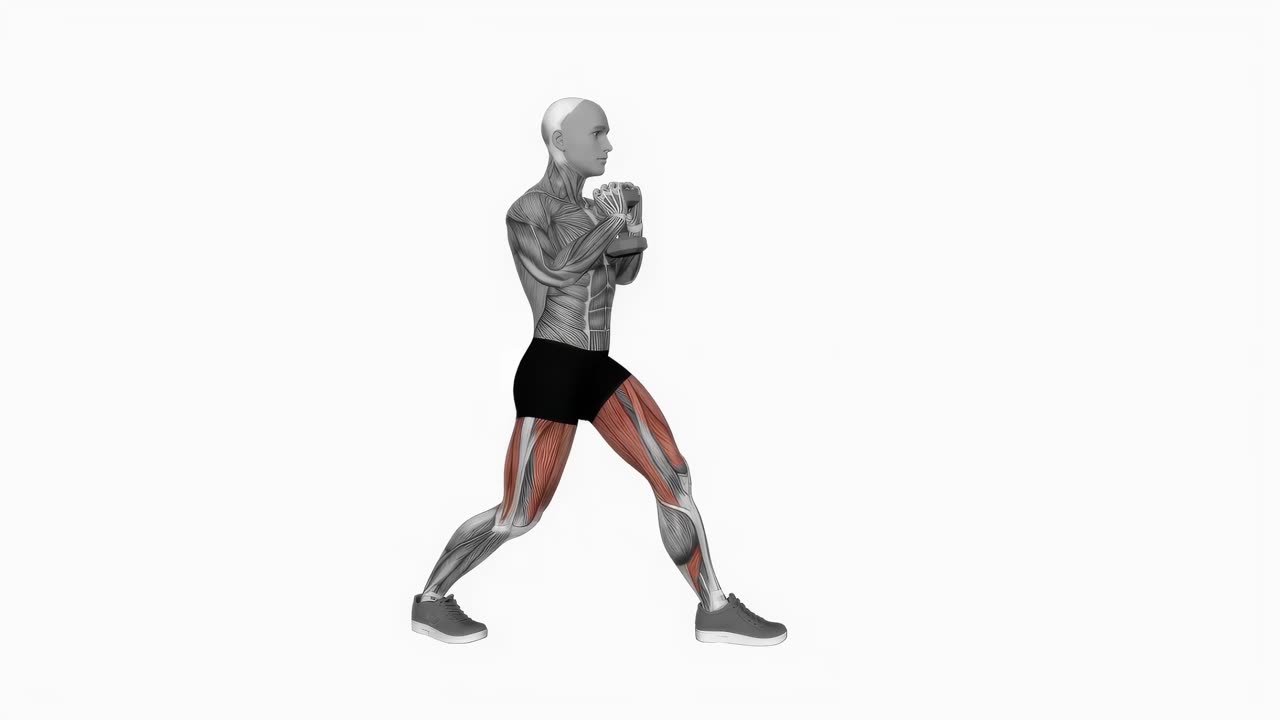 Goblet split squat med hantel - startposition