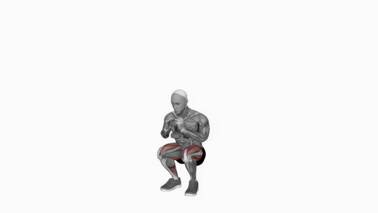 Goblet squat med hantel - slutposition
