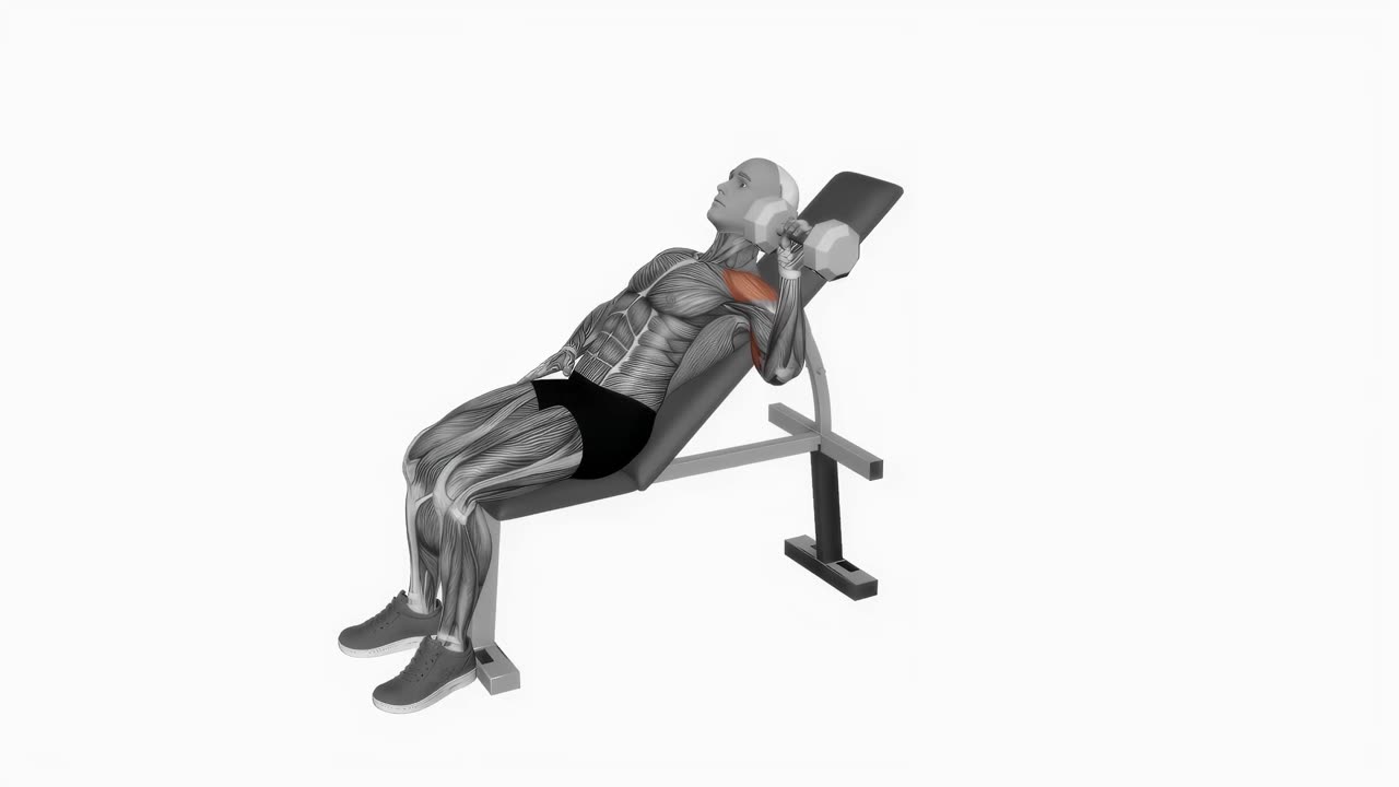 Uppåtlutande enarms hantelpress - startposition