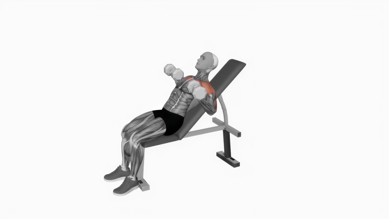 Uppåtlutande hantelpress med underhandsgrepp - startposition