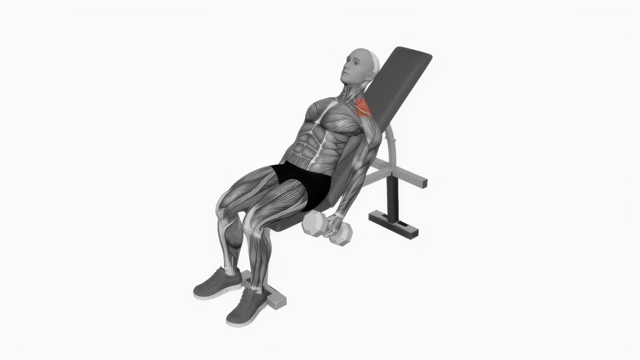 Hantelshrug i uppåtlutande bänk - startposition