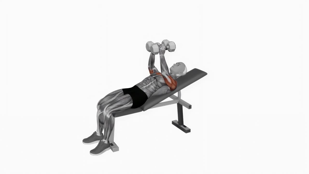 Uppåtlutande squeeze press med hantel - slutposition