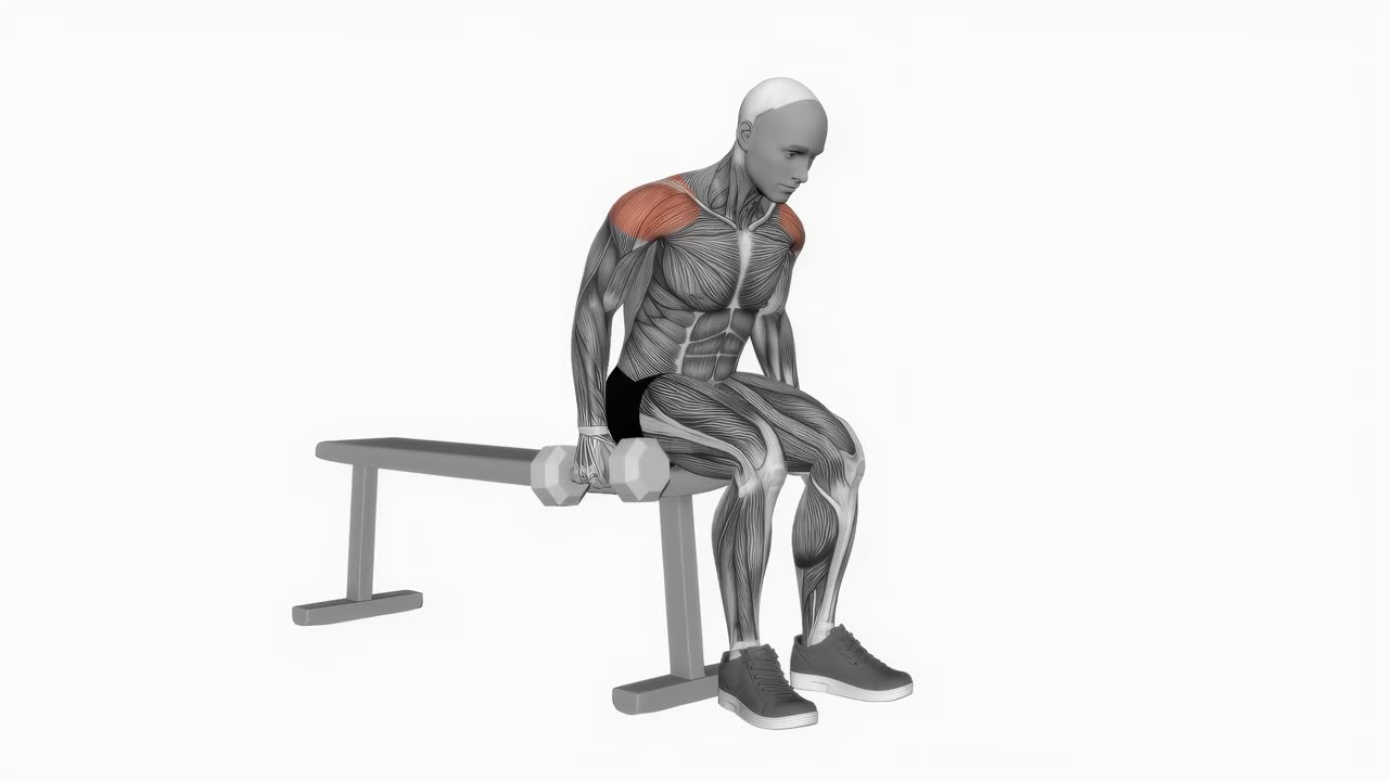 Sittande lutande sidolyft med hantel - startposition