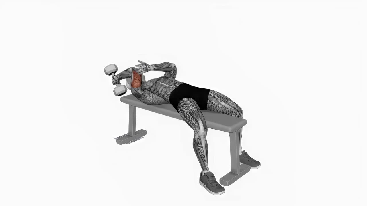 Liggande enarms tricepspress med hantel (neutralgrepp) - startposition