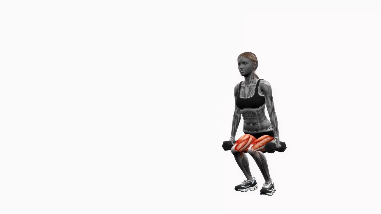 Knäböj med hantel, smalt stance - slutposition