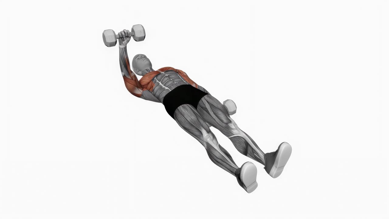 Enarms floor press med hantel - slutposition