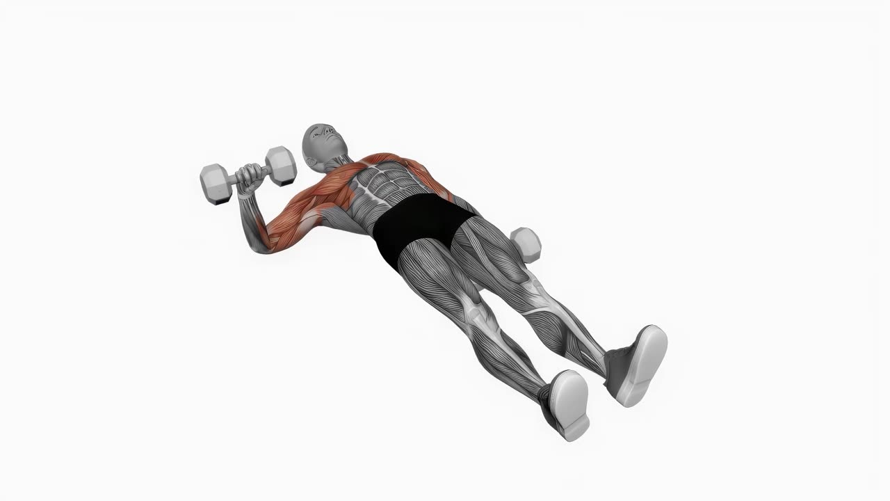 Enarms floor press med hantel - startposition