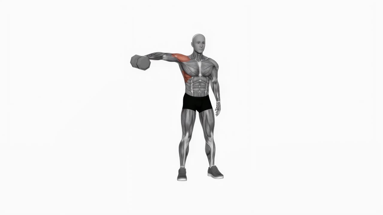 Enarms sidolyft med hantel - slutposition