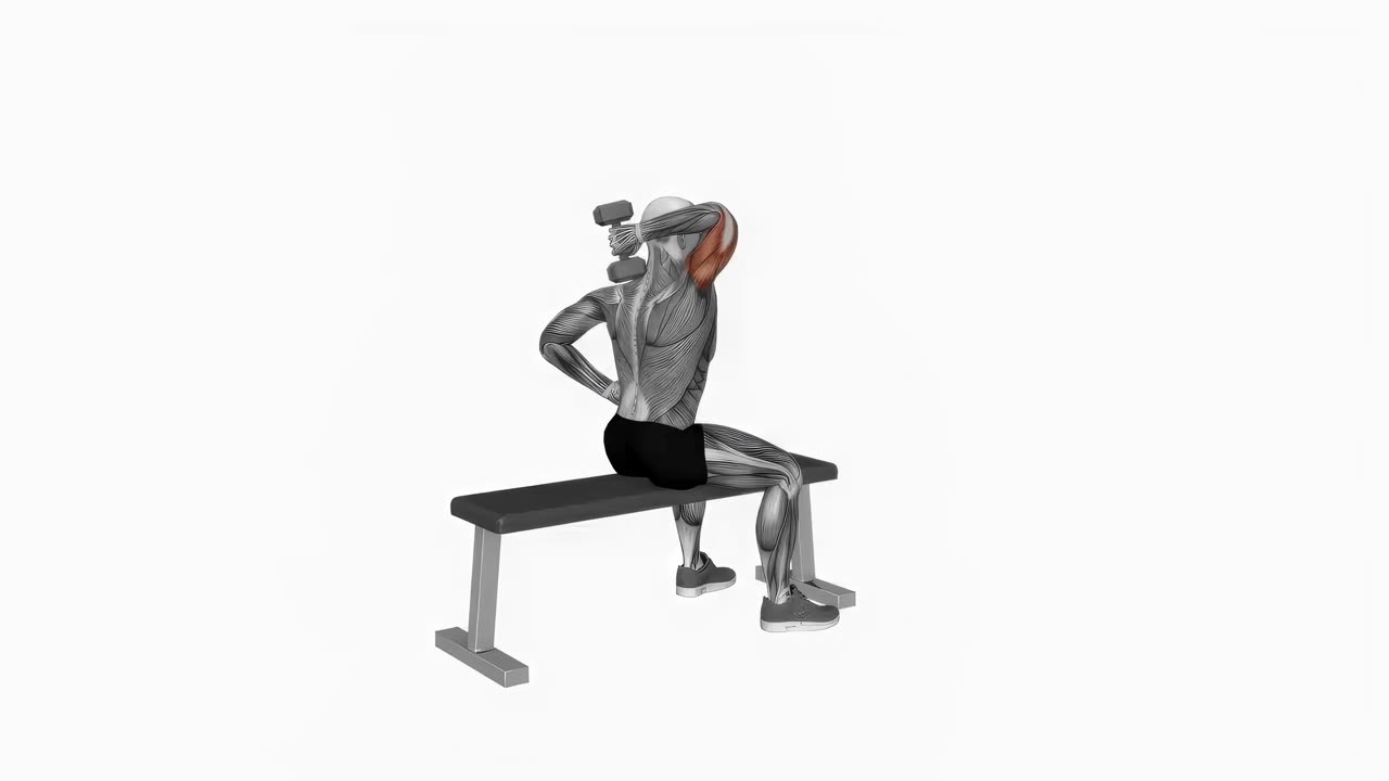 Enarms tricepspress med hantel (på bänk) - startposition