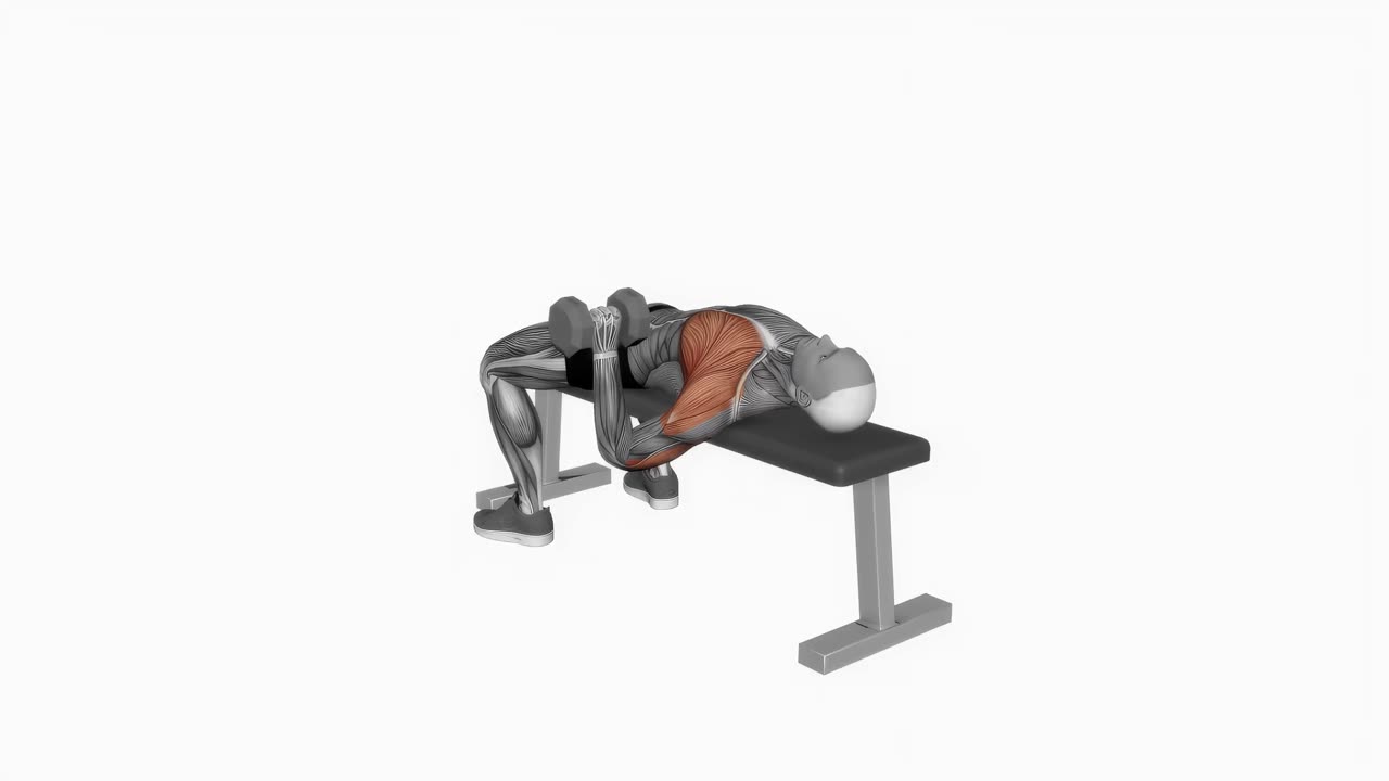 Enarms bänkpress med hantel, brett grepp - startposition