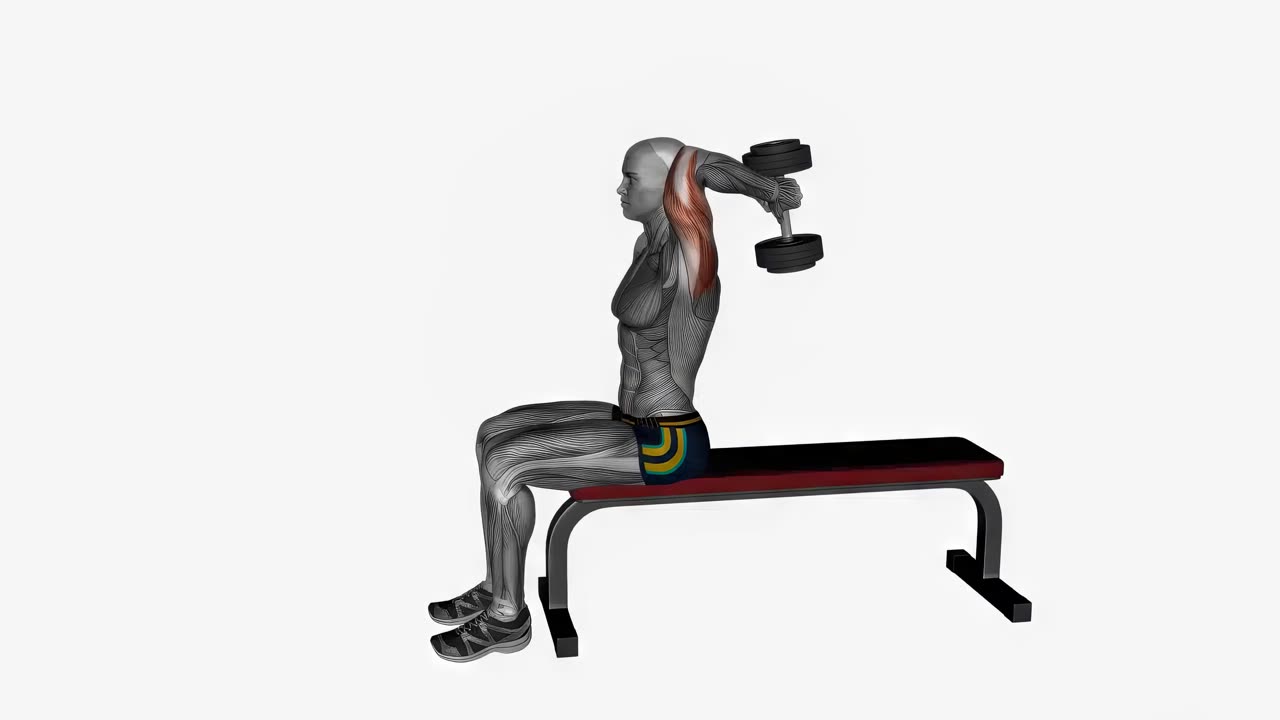 Sittande french press med hantel - startposition