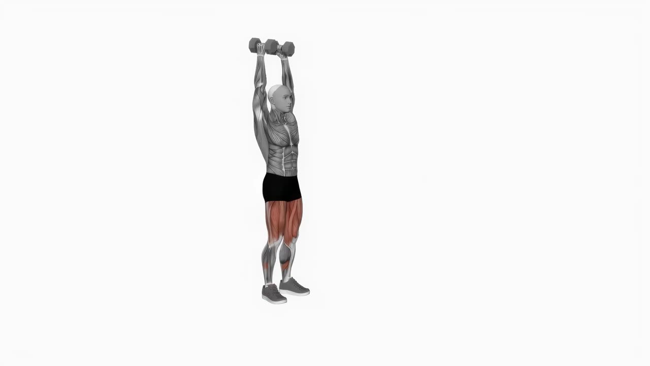 Utfall med hantlar overhead - startposition