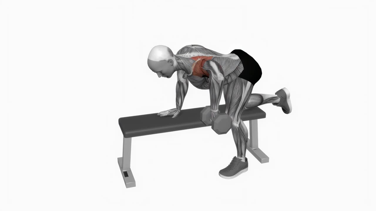 Hantelrodd för bakre deltoid - slutposition