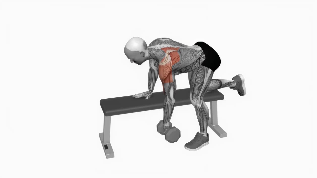 Hantelrodd för bakre deltoid - startposition