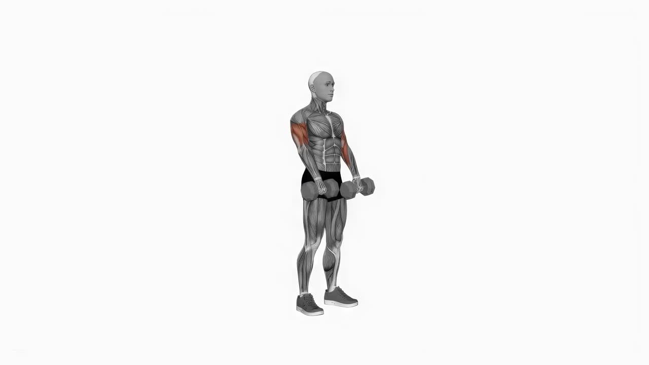 Curl med hantel, omvänt grepp - startposition