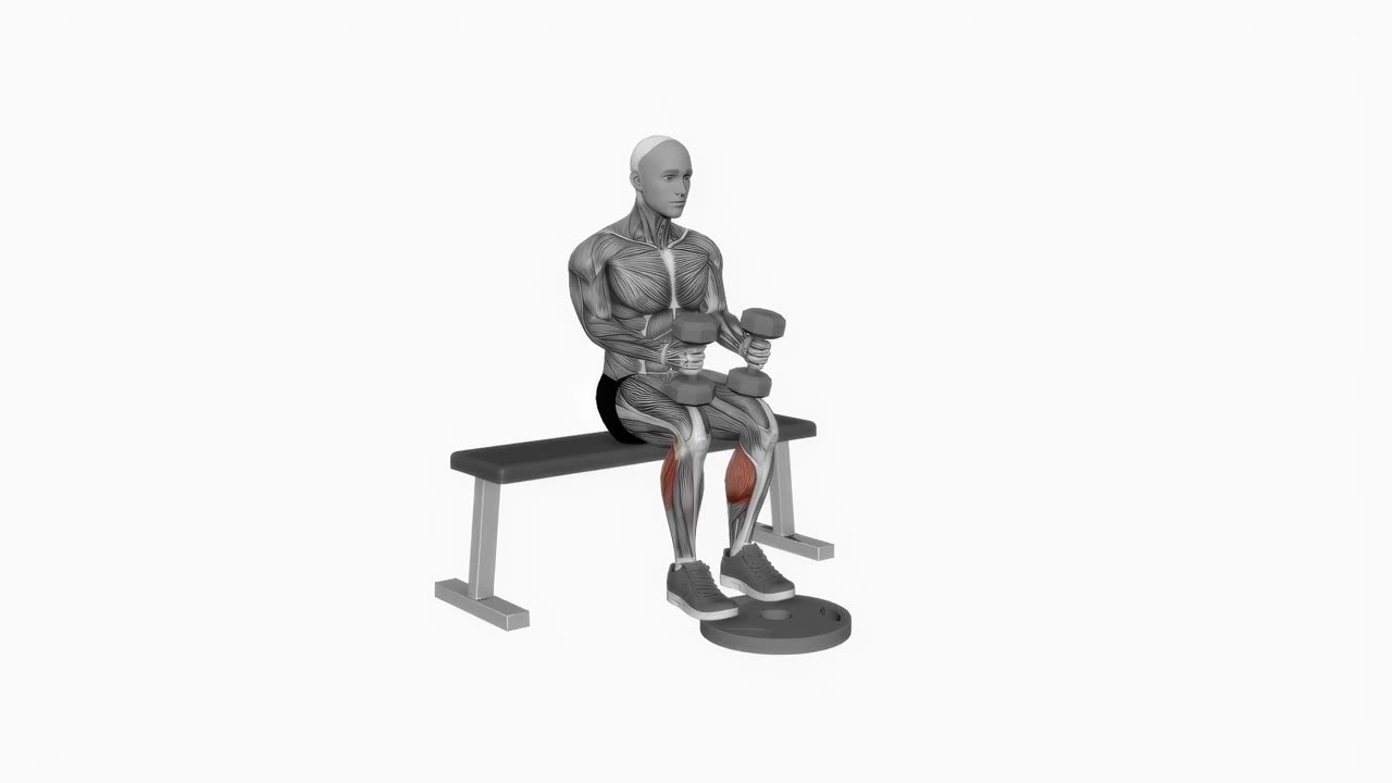 Sittande vadpress med hantel - startposition