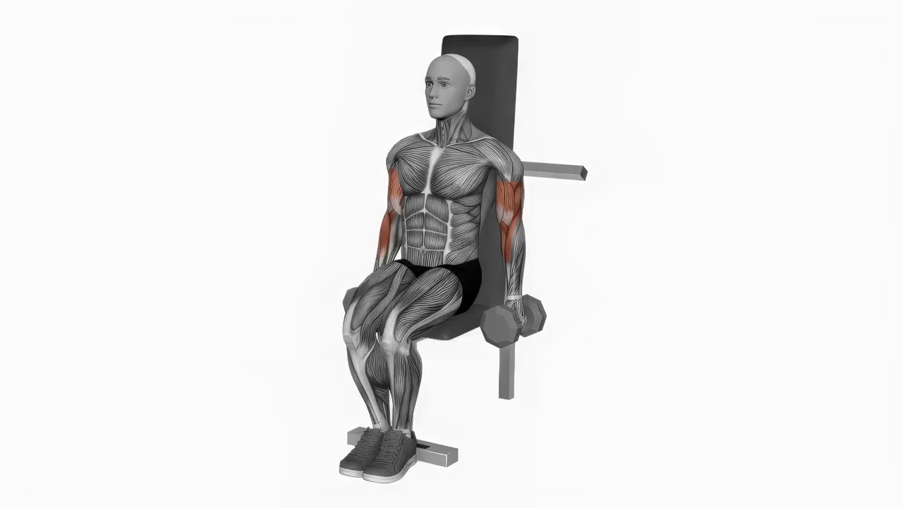 Sittande hammarcurl med hantel - startposition