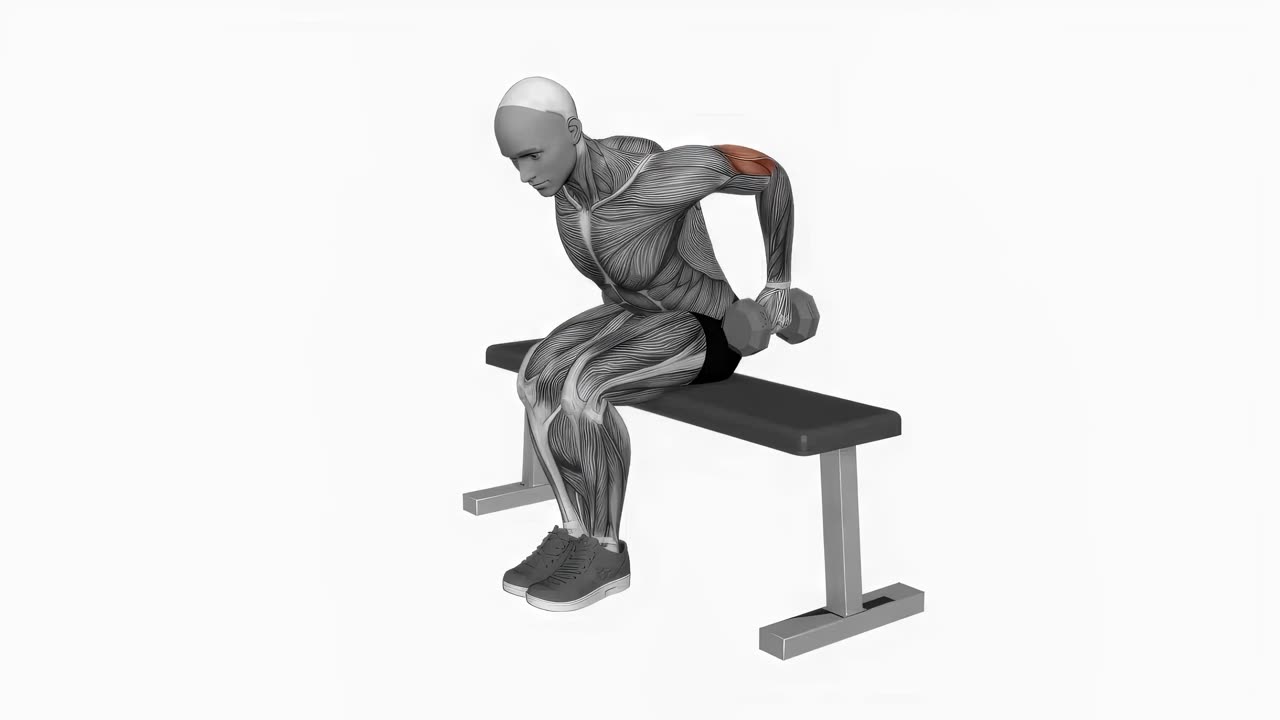 Sittande kickback med hantel - startposition
