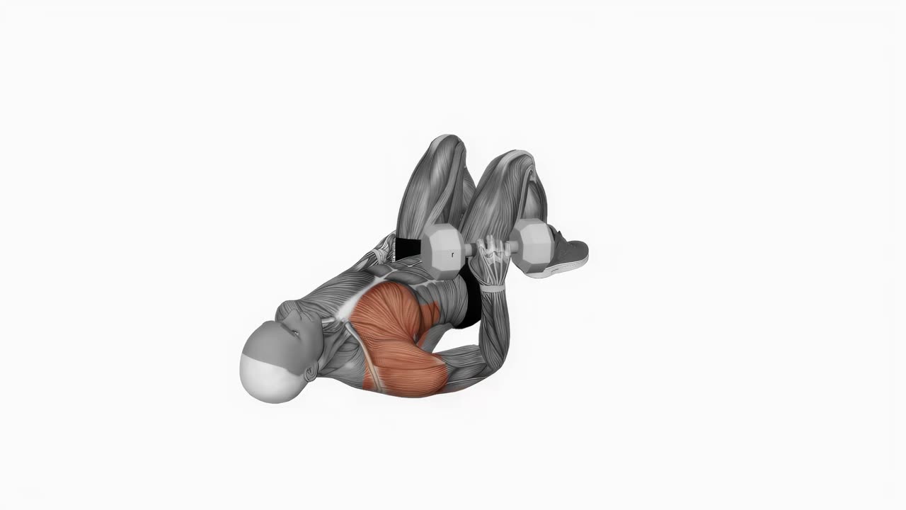 Enarms floor press med hantel, smal armbåge - startposition