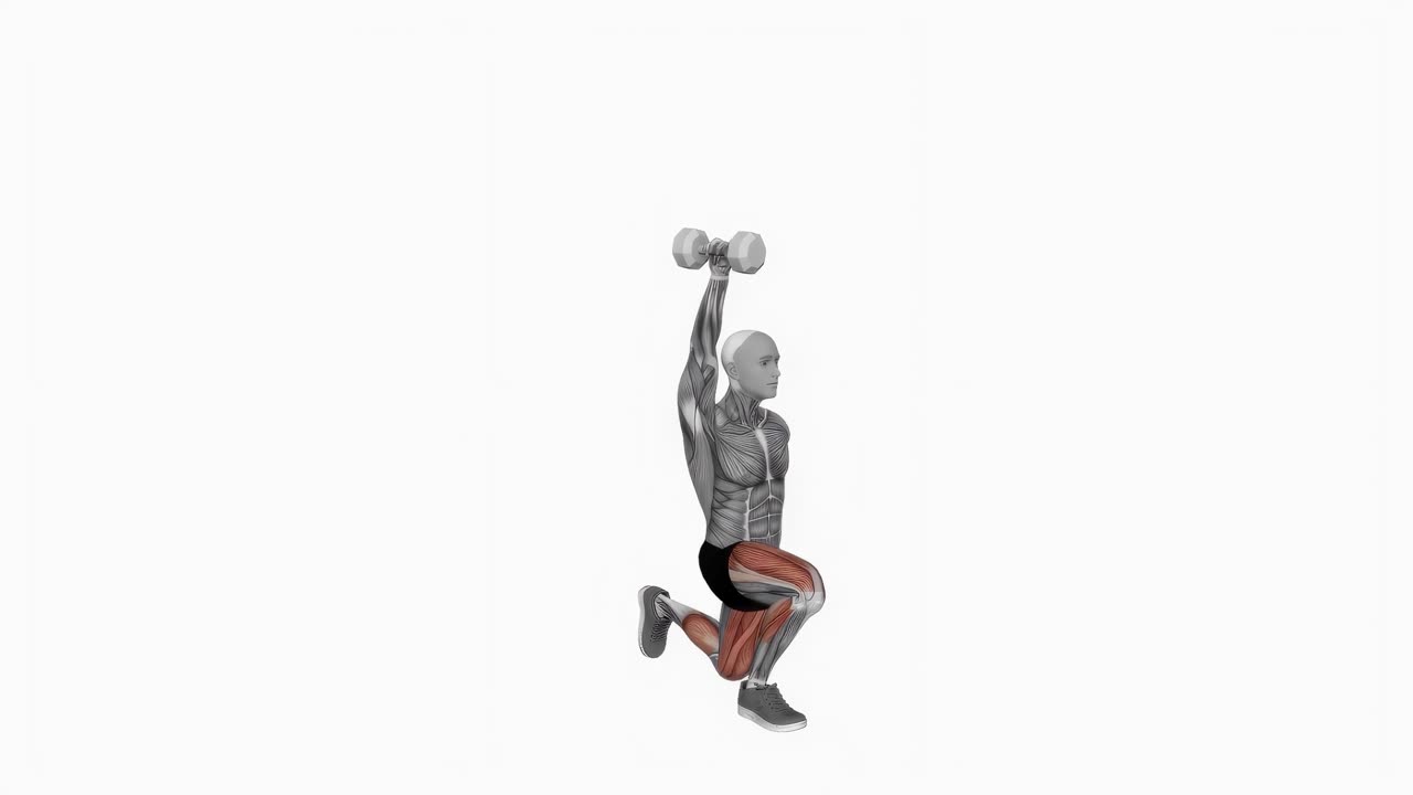 Enarms overhead-utfall med kettlebell - slutposition