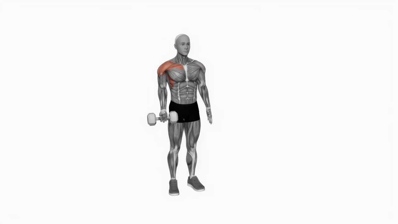 Enarms framåtlyft med hantel, underhandsgrepp - startposition