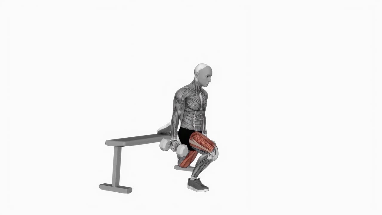 Enbenssplit squat med hantel - slutposition