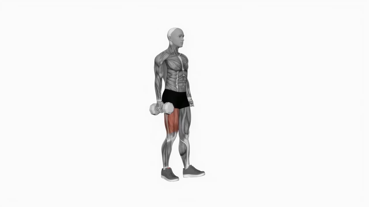 Enbens knäböj med hantel - startposition