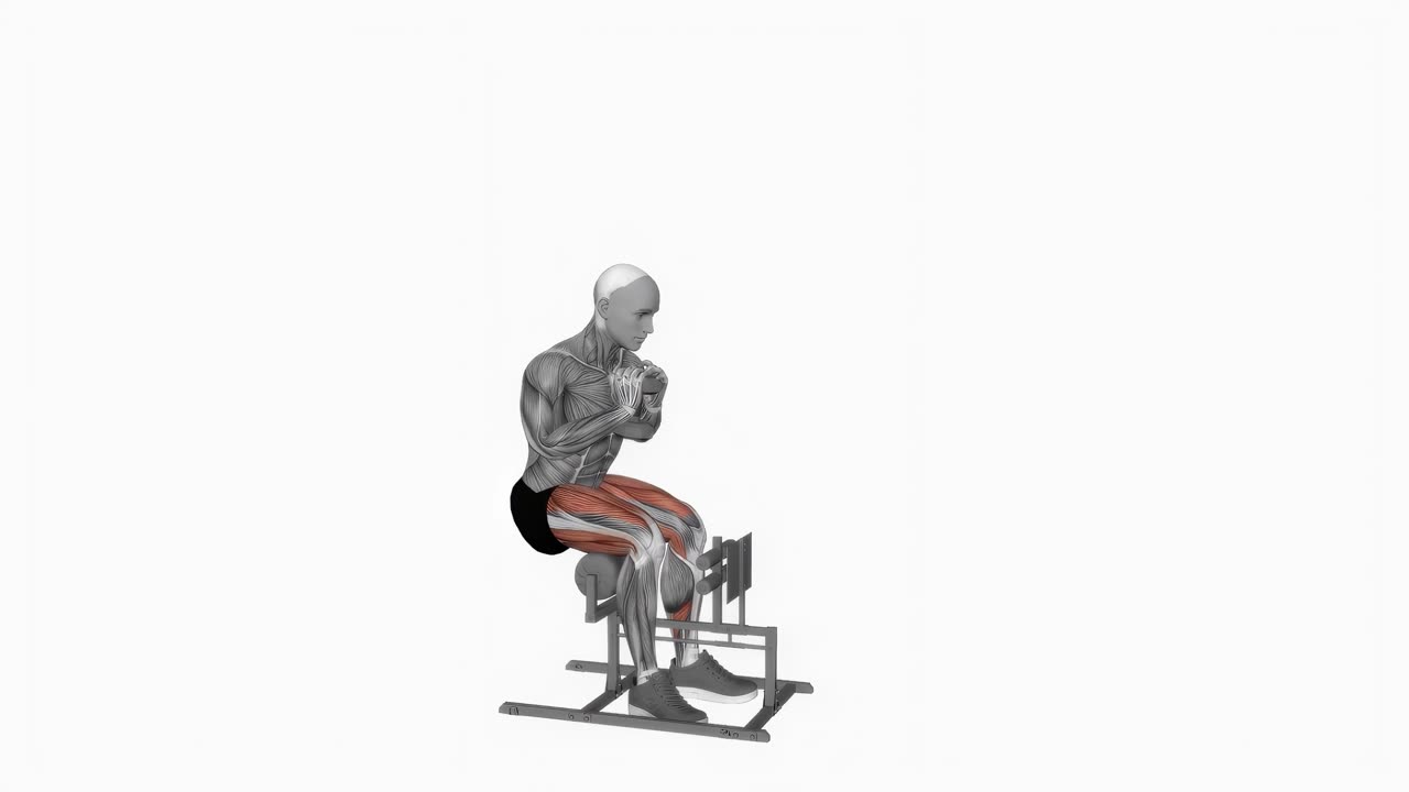 Sissy squat med hantel - slutposition