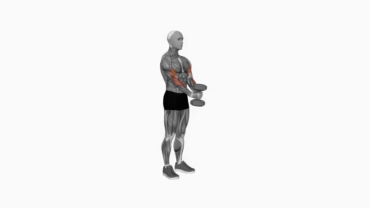 Servitörscurl med hantel - startposition