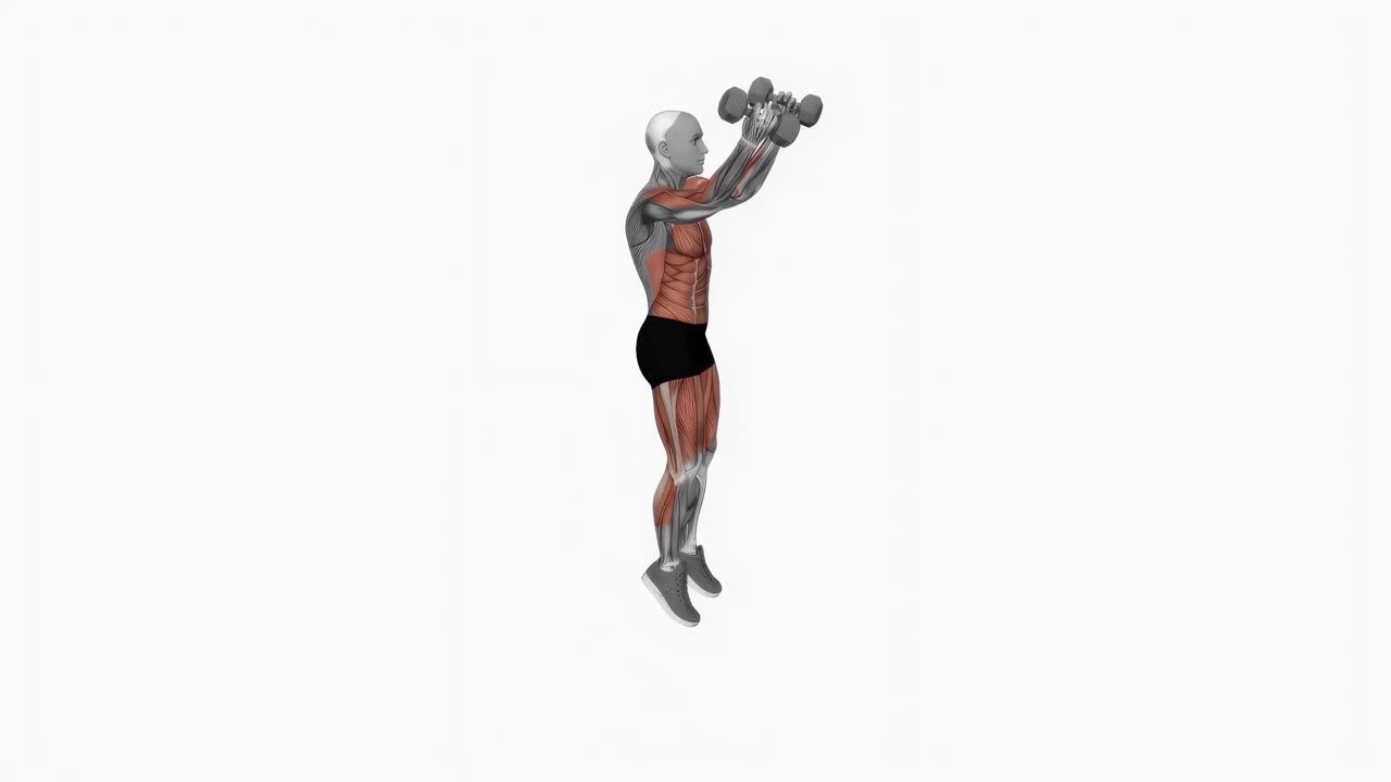 Burpee med hantel - slutposition