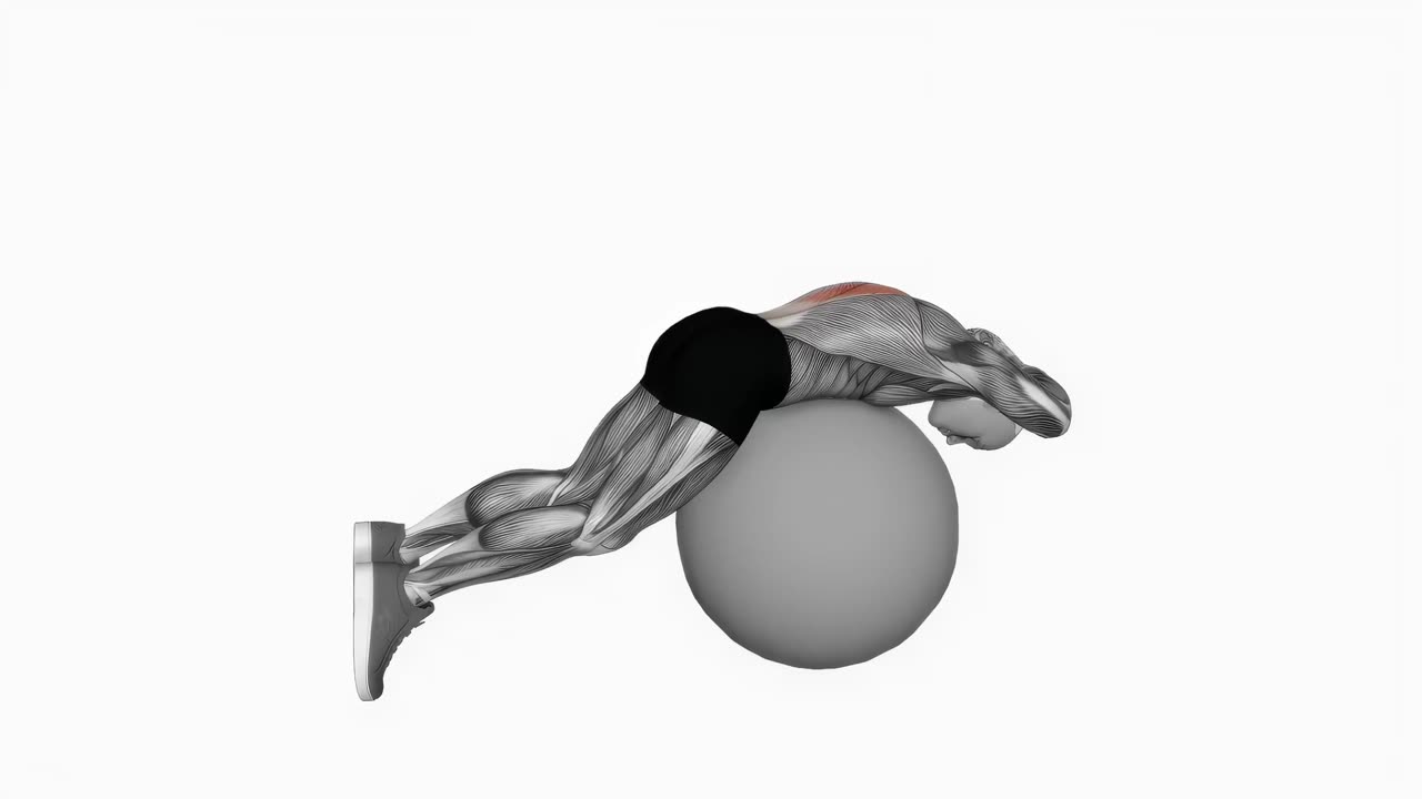 Ryggresning på gymboll med händerna bakom huvudet - startposition