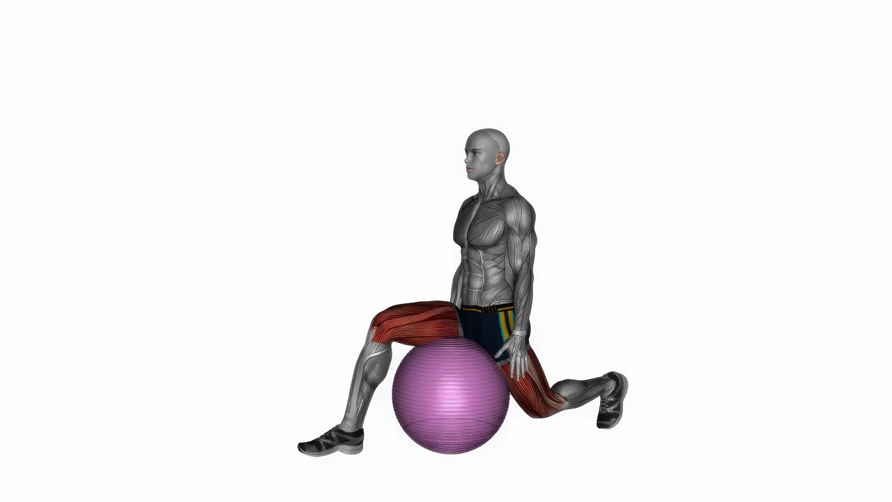 Höftböjarsträckning med träningsboll - slutposition