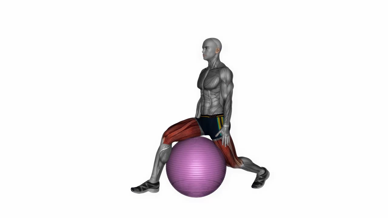 Höftböjarsträckning med träningsboll - startposition