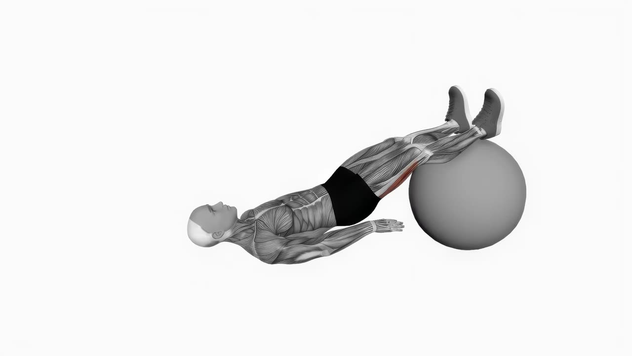 Lårcurl med träningsboll - startposition