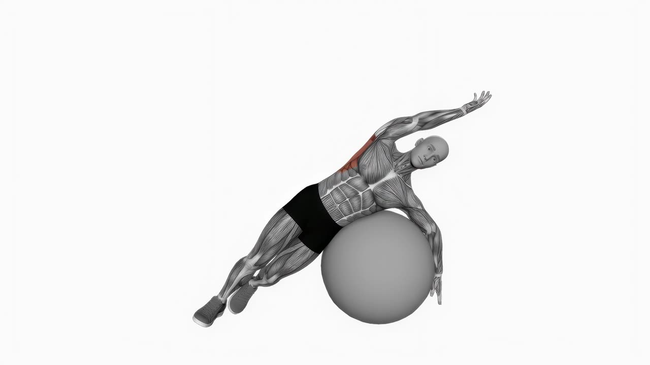 Sidosträckning över träningsboll, liggande - slutposition
